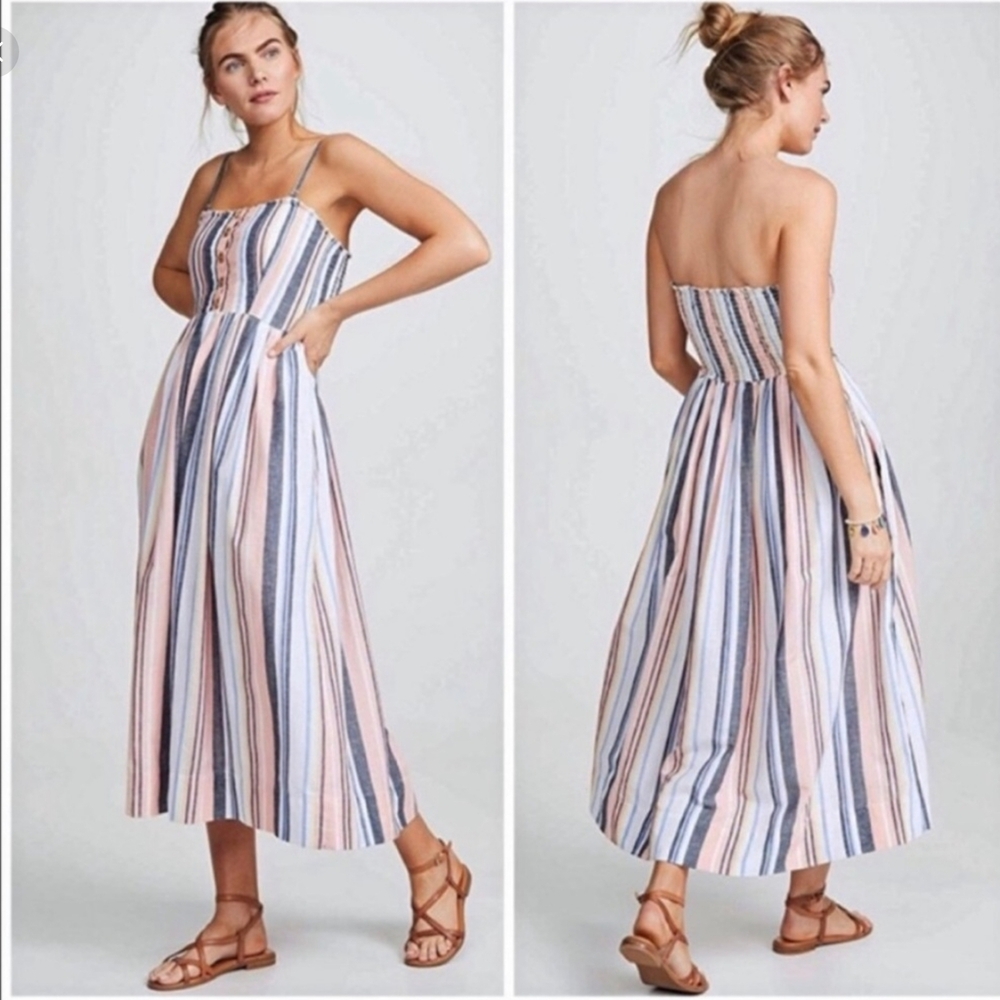 Free People Striped Lilah Midi Dress Size L NWT